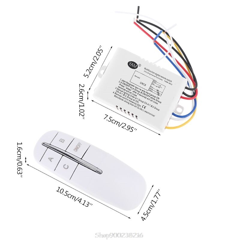 220v trådløs fjernkontroll bryter på/av lampe lys vegg fjernkontroll bryter mottaker sender  s08 20