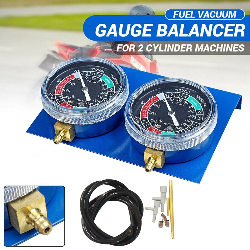 2X Motorcycle Carburetor Carb Vacuum Gauge Balancer Synchronizer Tool + Hose: Default Title
