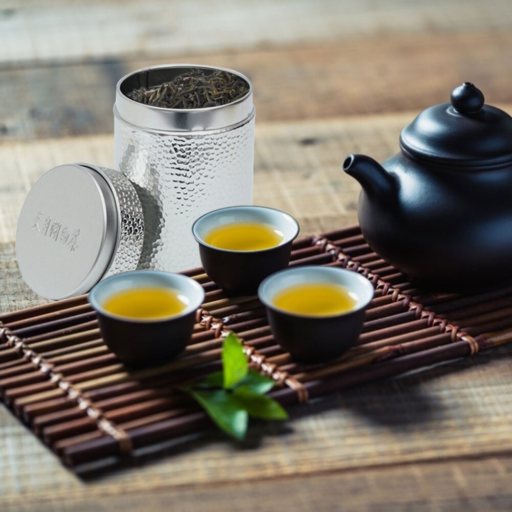 Tea Tin Canister with Airtight Lid Tinplate Tea Containers for Loose Leaf Coffee Sugar Household Metal Food Tea Storage Jar