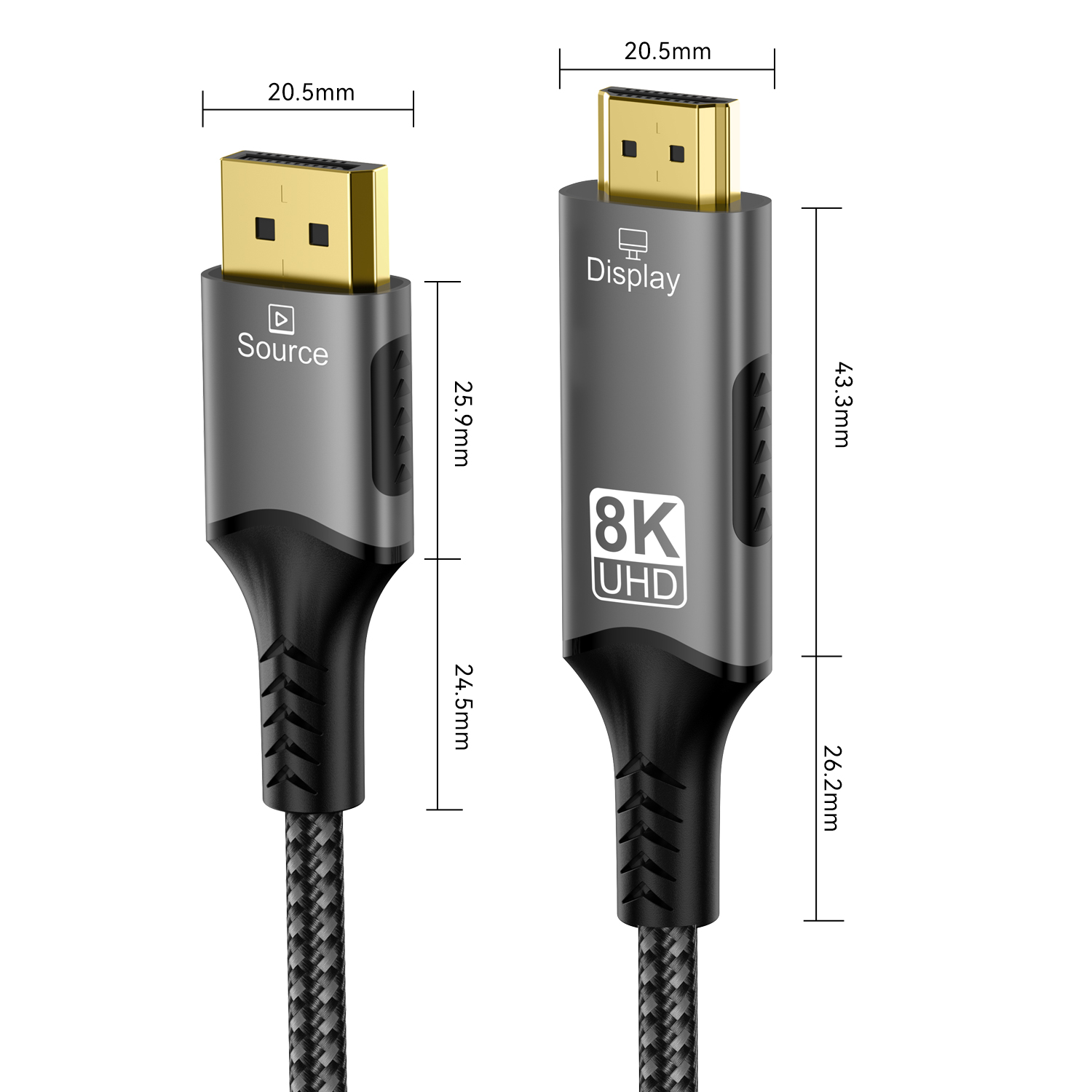 Convertisseur ultra rapide, câble compatible pour ordinateur de bureau, ordinateur portable, PC, TV, moniteur, budgétaire, 8K @ 60Hz, ug 1.4 vers HDMI 2.1, 4K @ 120Hz, 48Gbps