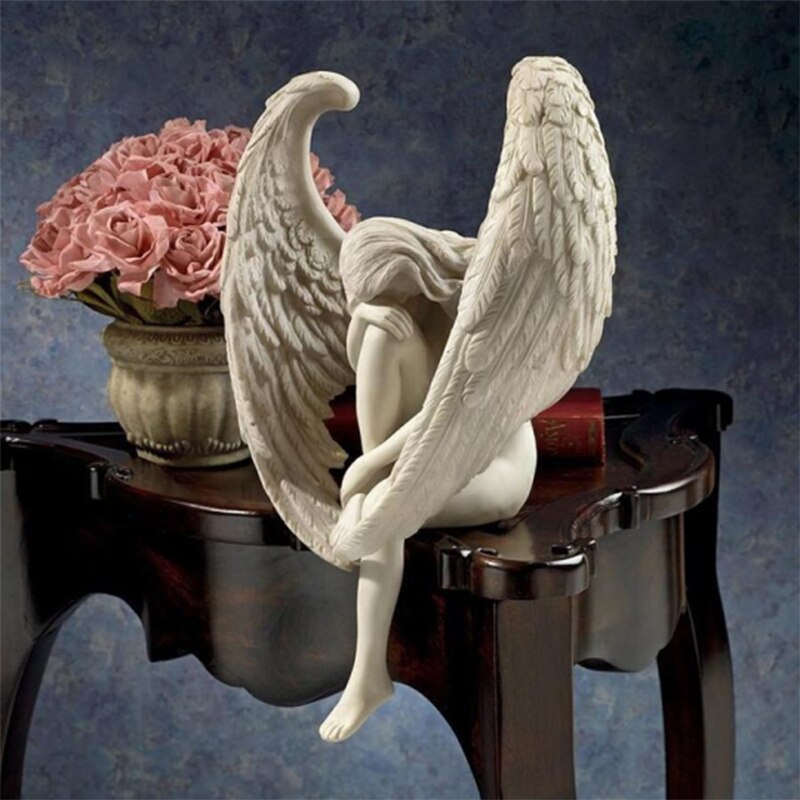 Figuras de hadas de ángel para el hogar, figuritas de resina para el jardín, accesorios de decoración artística D6