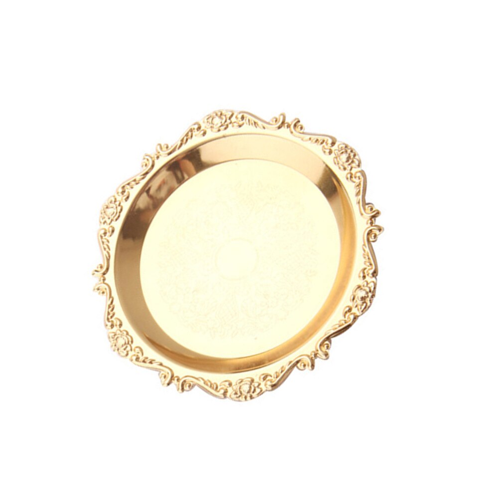 Delicate Fruit Platter Dessert Plate Cake Dish Snacks Tray Decorative Tableware for Wedding Party Home (Golden)