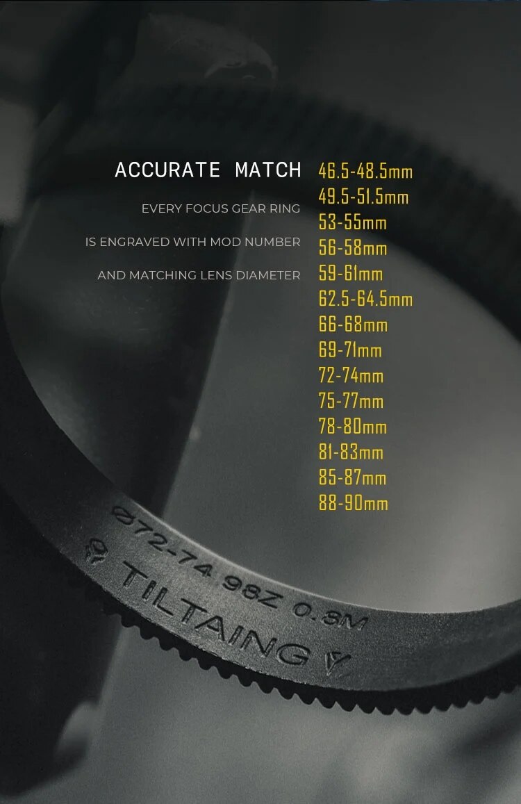 Tiltaing Seamless Focus Gear Ring 360 ° Rotation Silent Follow Focus Ring For SLR DSLR Camera Accessories