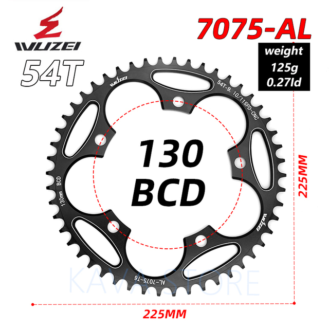 Racefiets kettingblad 110/130 bcd 50/52/54/56/58/60t narrow wide enkel kettingblad fiets crank accessoires tandplaat onderdelen: Rood