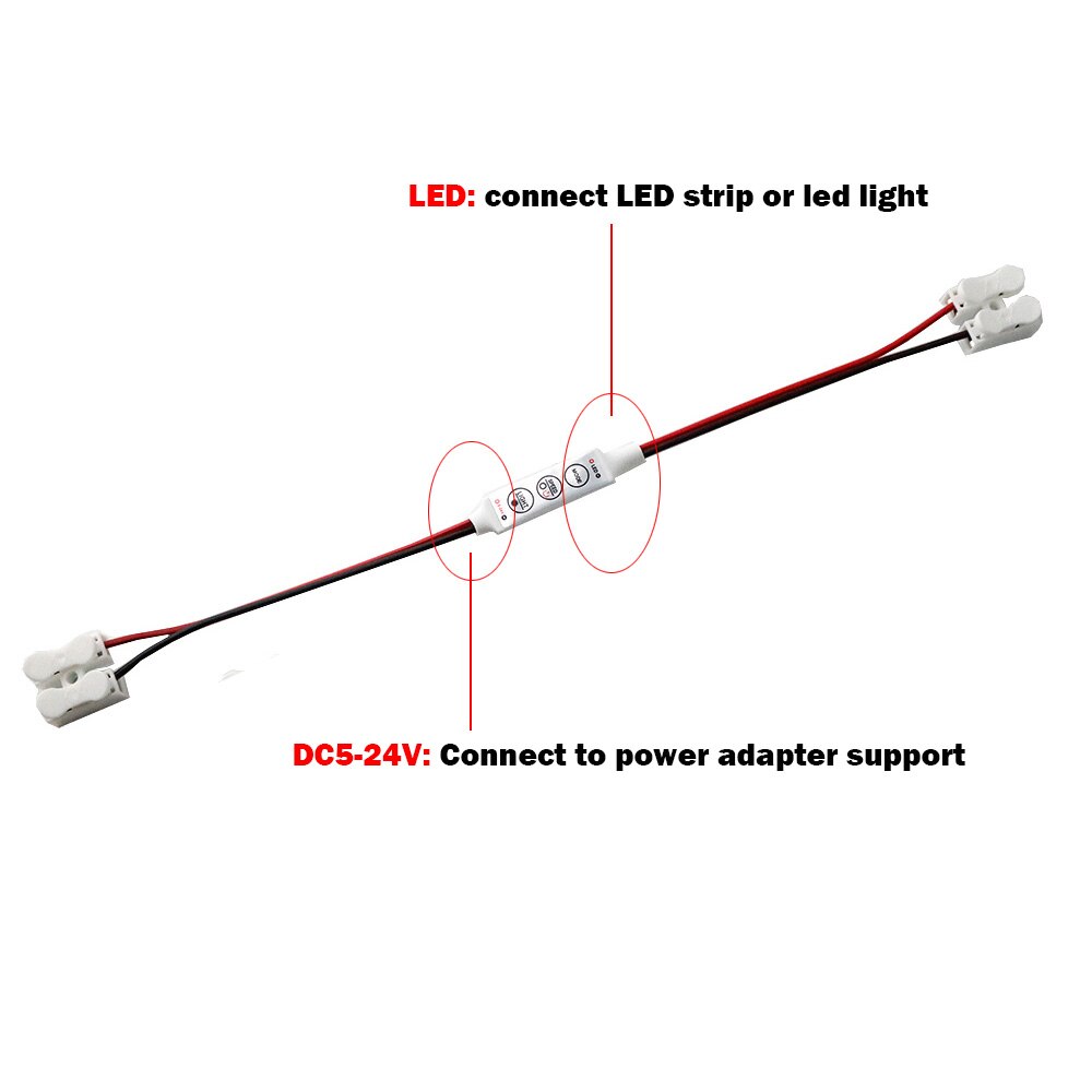 Mini Led Controller DC5V-24V 3 Sleutels Een Kleur en RGB Controller met 2Pin Connectors Dimmer voor 5V 12V 24V LED Strip Licht JQ