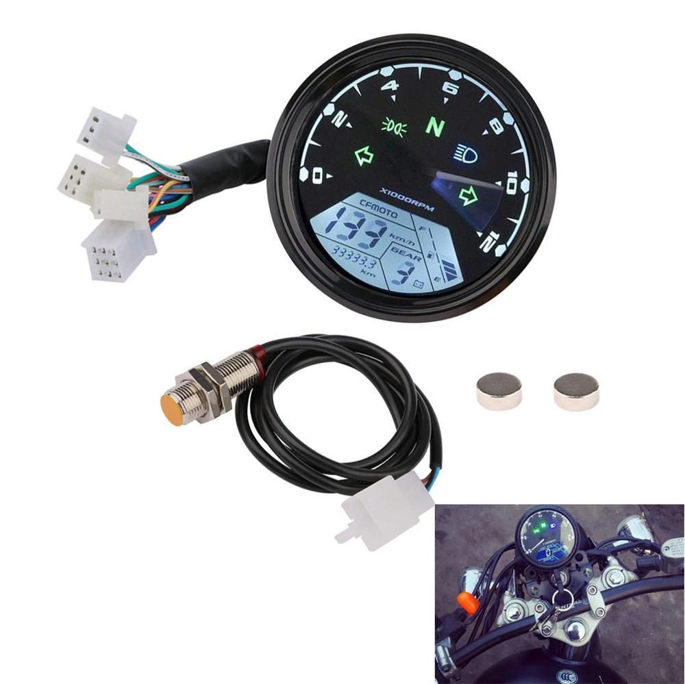 LCD Digitale moto rcycle Snelheidsmeter Universele Waterdichte Zwart 12000 RPM 8-18 V Gear Toerenteller voor Cafe Racer moto kilometerstand