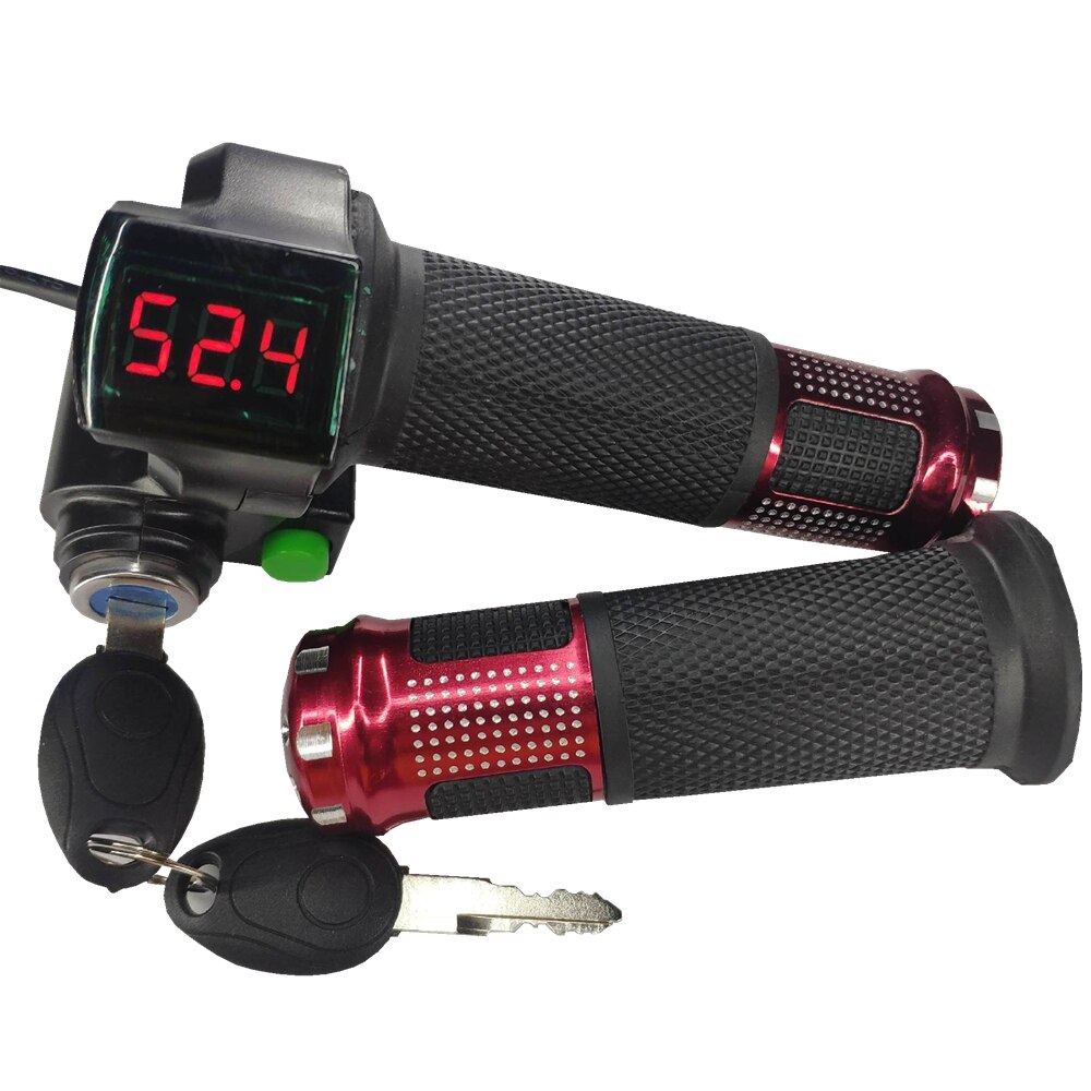 1 Paar 12-84V Universele Elektrische Fiets Scooter Twist Throttle Gashendel Met Led Spanning Display & Snelheid schakelaar E-Bike Onderdelen: Rood