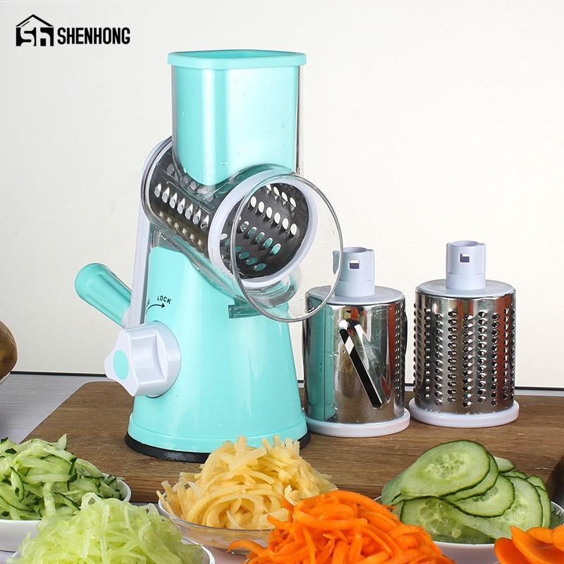 Ronde Mandoline Slicer Groentensnijder Handleiding Aardappel Julienne Wortel Slicer Kaasrasp Roestvrijstalen Messen Keuken Tool