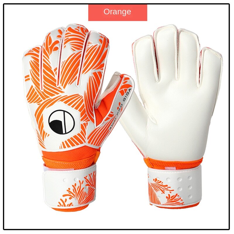 Goalkeeper Gloves With Finger Protection Thickened Latex Soccer Football Goalie Gloves Goal keeper: orange / size 8