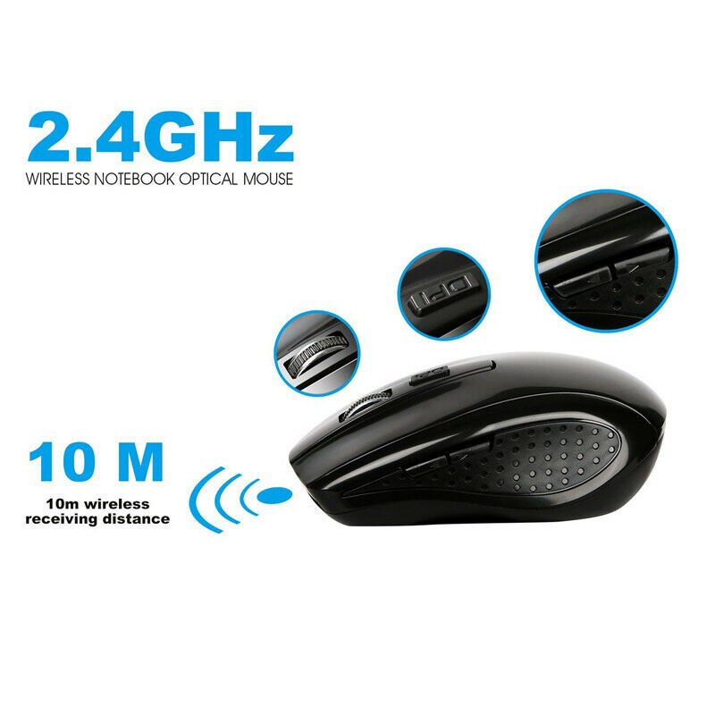 USB Wireless Mouse 1600DPI Adjustable Receiver Optical Computer Mouse 2.4GHz Ergonomic Mice For PC Laptop Mouse