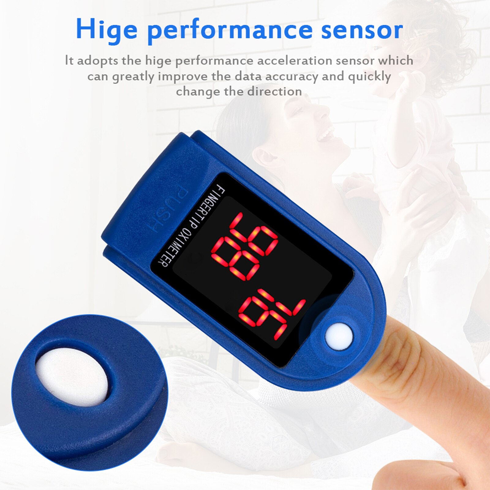 Fingertip Pulse Oximeter Blood Oxygen Saturation Monitor with LED Display Tester Tool