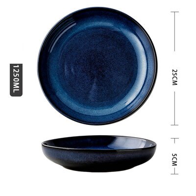 Plato profundo de cerámica japonesa, plato redondo para sopa, ensalada familiar, plato grande de porcelana: 1