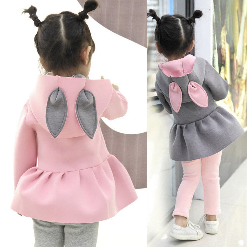 Peuter Baby Meisje Kleding Jassen Leuke Hooded Jasje Winter Warm Peuter Kids Konijn Oor Hoodies Jassen Outfits