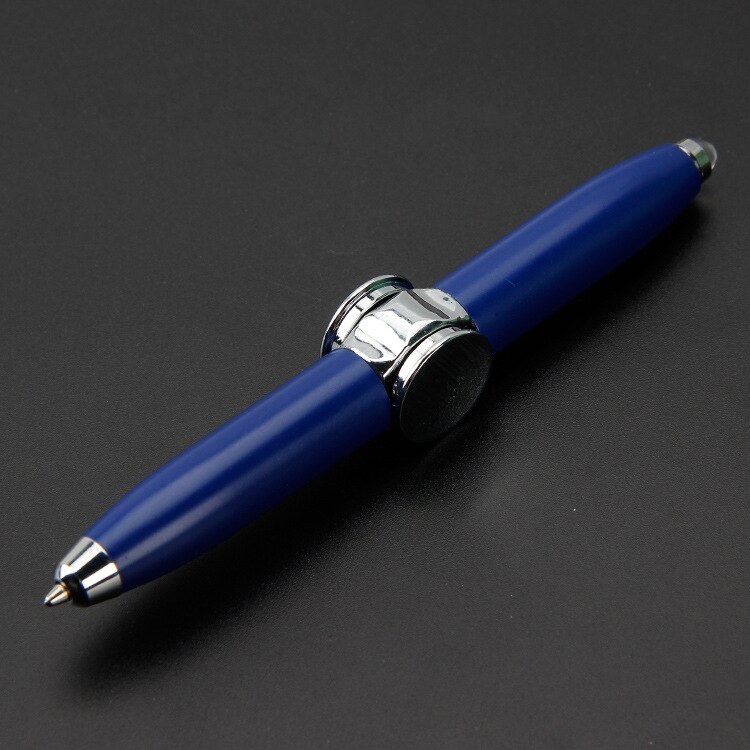 Fingertip Top Ballpoint Pen Multi Function Rotating Luminous Metal Pen LED Decompression Toy Fidget Golden Spinner: Blue