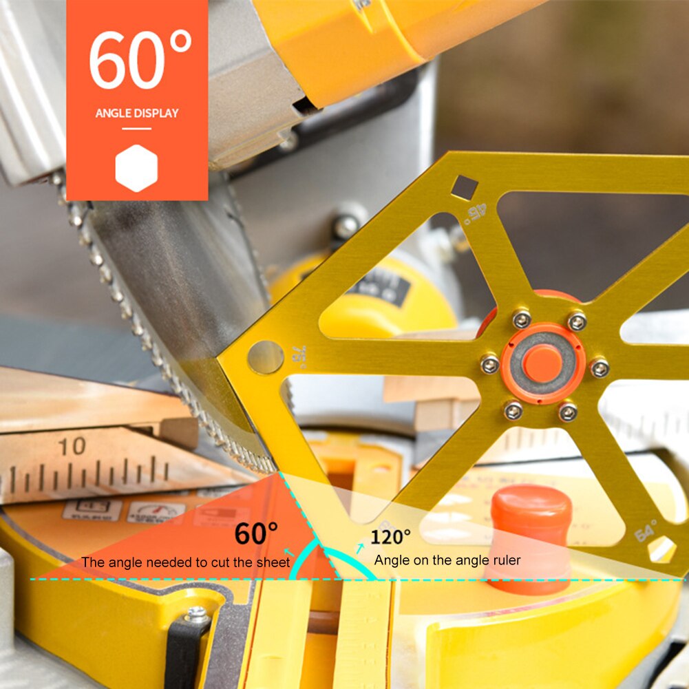 Woodworking Angle Ruler Multifunction Magnetic Aluminum Alloy Hexagon Ruler Measuring Tools For Table Saw Cutting Machine