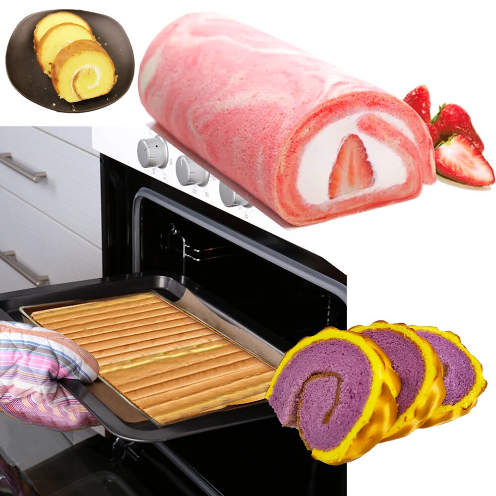 Food Grade Cake Roll Mat Double-sided Swiss Roll Bakeware Mat High Temperature Resistant Silicone Mold DIY Bakeware Baking Tools