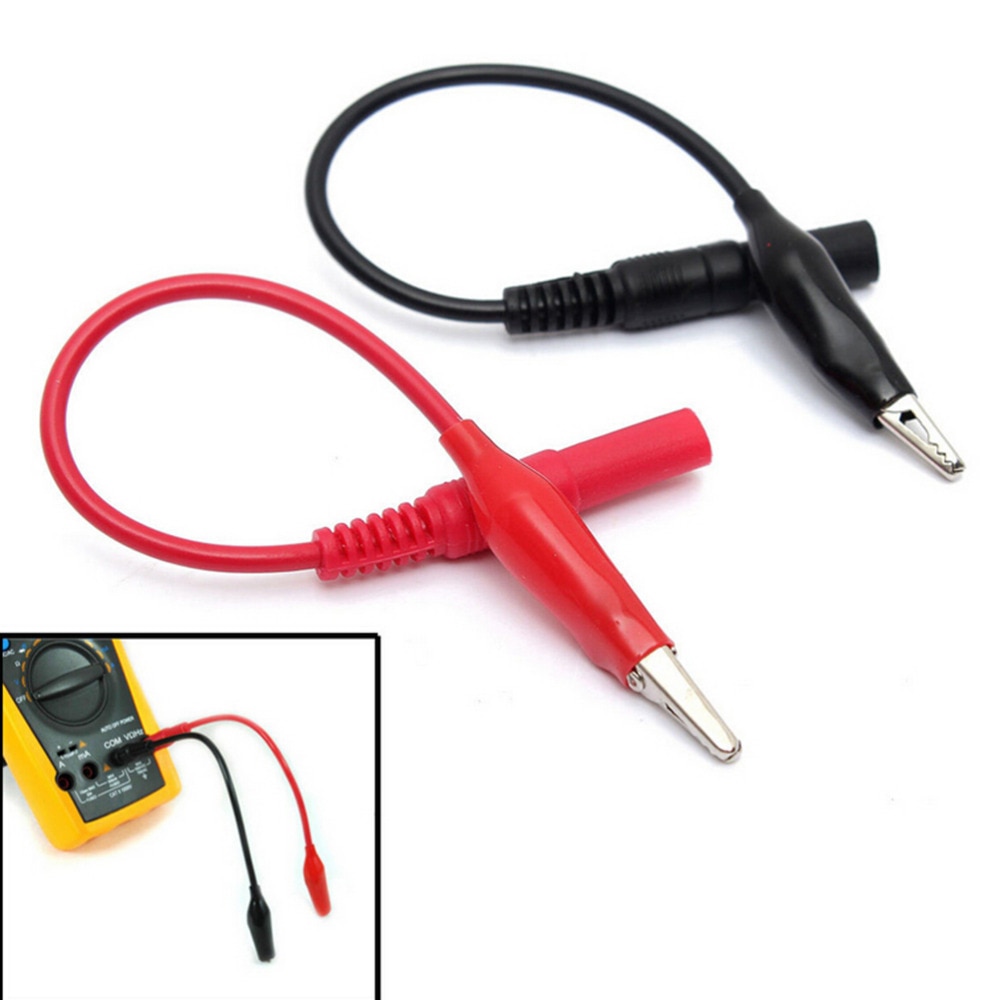 2 uds multímetro Cable de prueba, pinza cocodrilo pinza eléctrica para Metro pruebas sonda rojo + negro