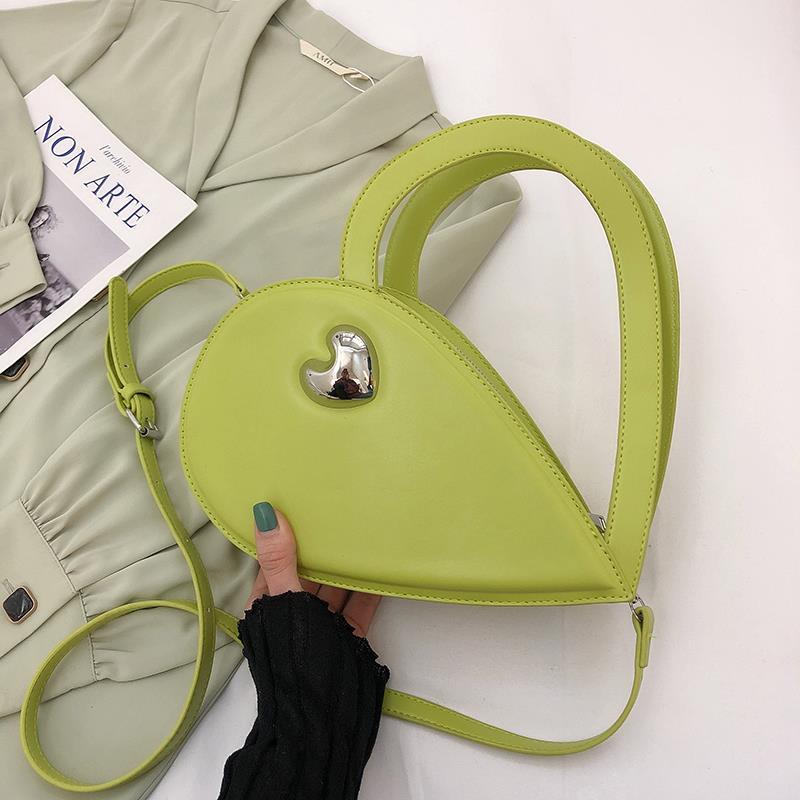 Mbti Individualiteit Vrouwen Crossbody Top Handvat Tassen Mode 2022 Stijl Hart Vorm Schoudertassen Beknopte Effen Bolso Mujer: Green