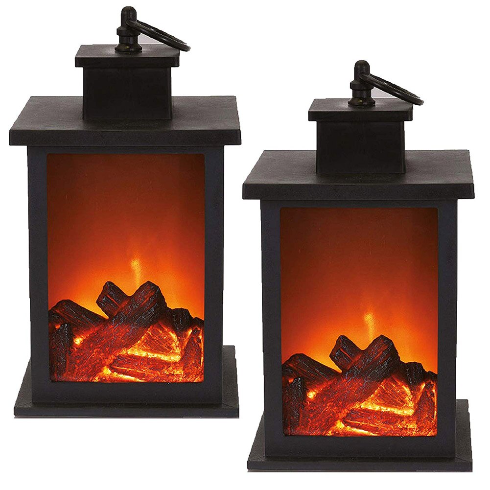 1 Pcs Fireplace LED Burning Effect Lantern Light Lamp Durable For Garden Lawn Bedroom WWO66