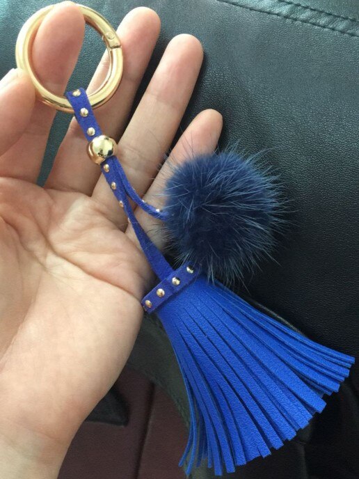 Novel KeyRings Pendants / Luggage & Bag Handbag Accessories Carro Keychains Phone Tassel Women Cute Diy Purse Hook Hardware: Blue