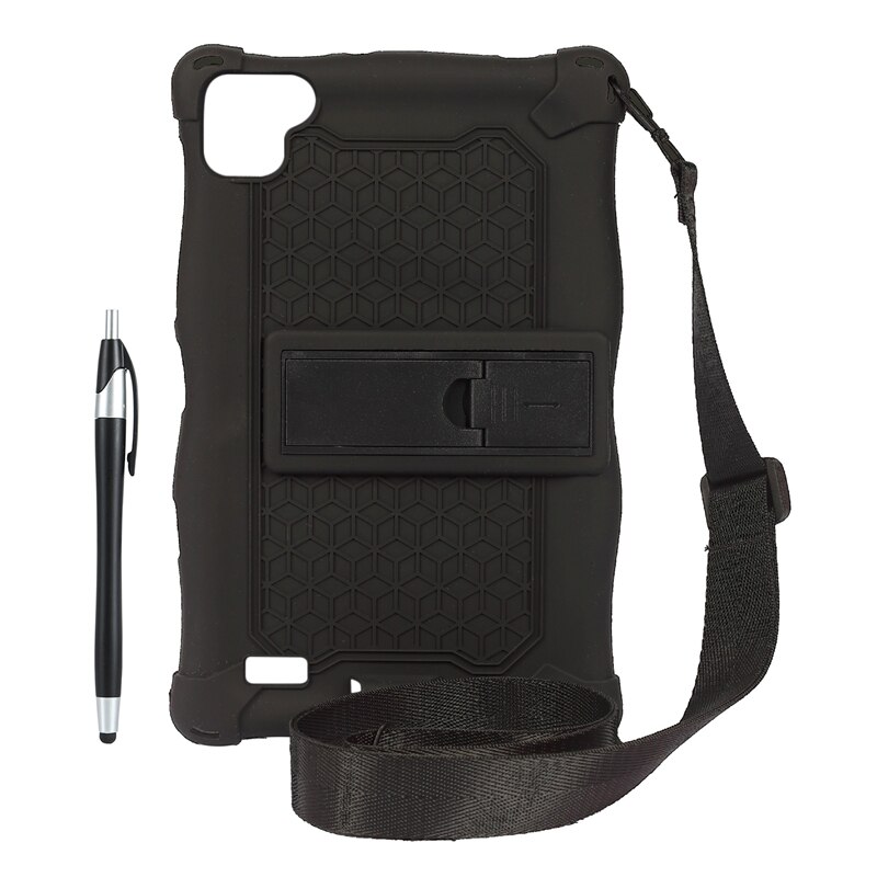Funda para tableta Teclast P80, P80X, P80H, 8 pulgadas, anticaída, de silicona, con correa y bolígrafo: Black