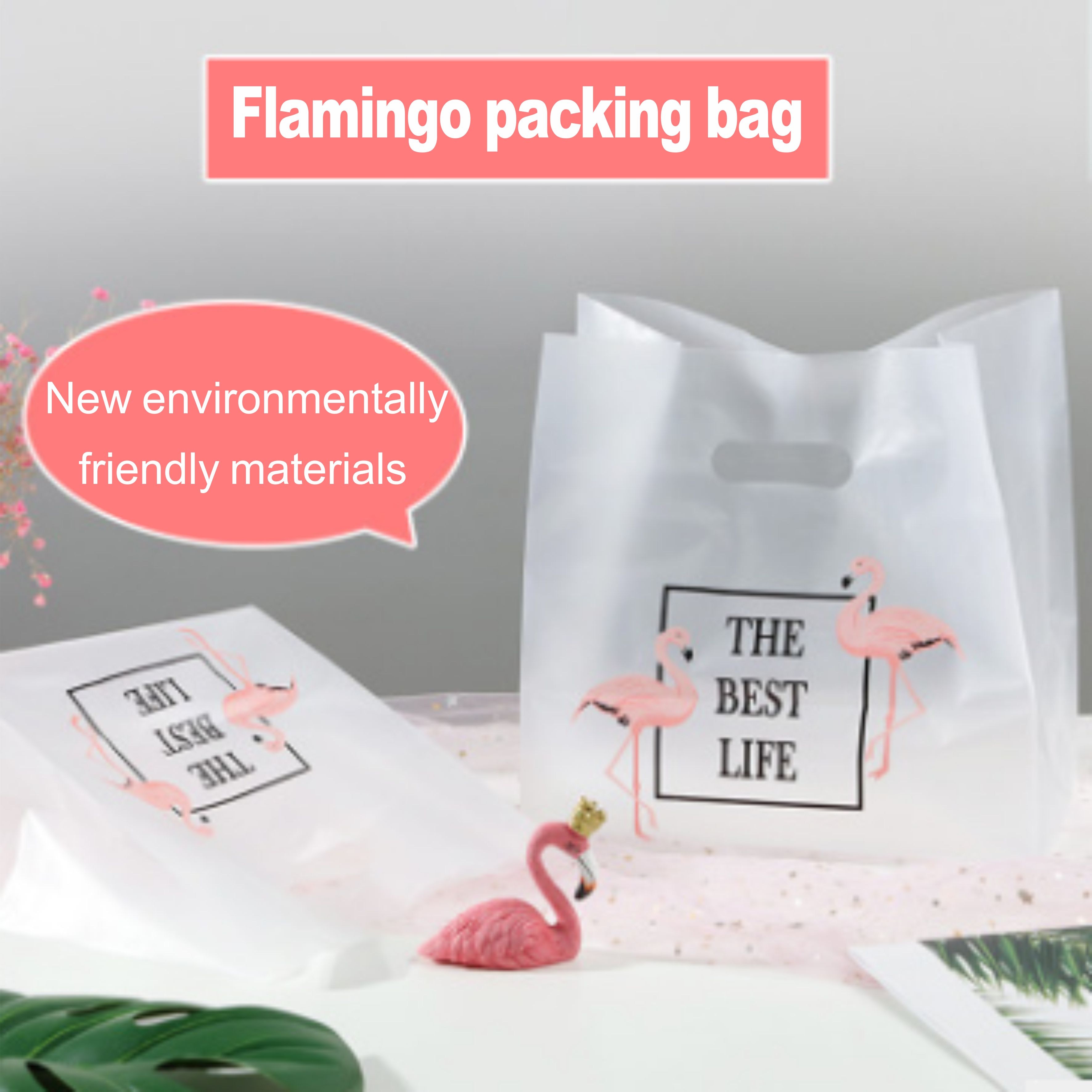 50pcs Flamingo portable shopping bag bag packaging bag cosmetic bag food bag