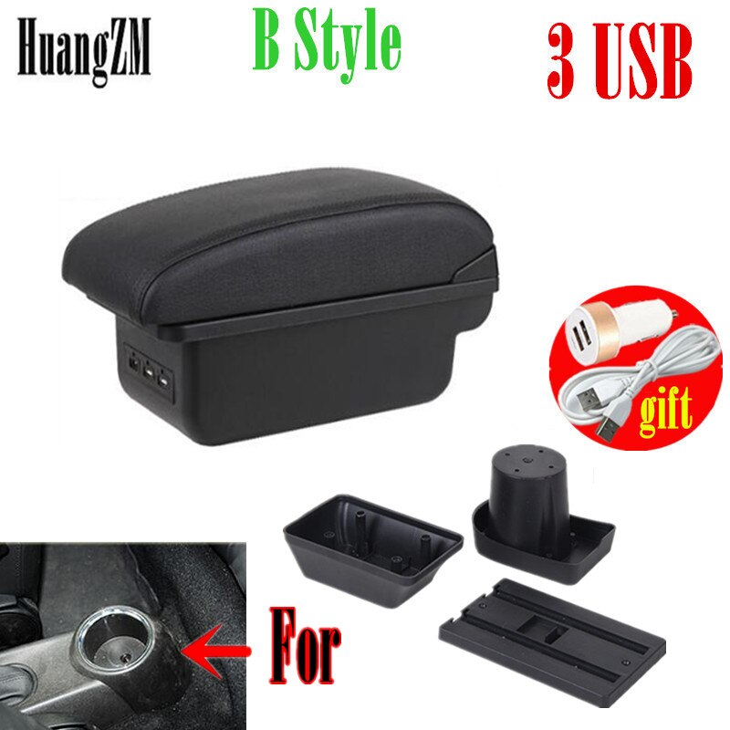 Voor Mini Cooper Armsteun Doos Countryman R60 R53 R56 R57 R58 Auto Armsteun Box Nterior Retrofit Onderdelen Centrum Opbergdoos usb: B style black line