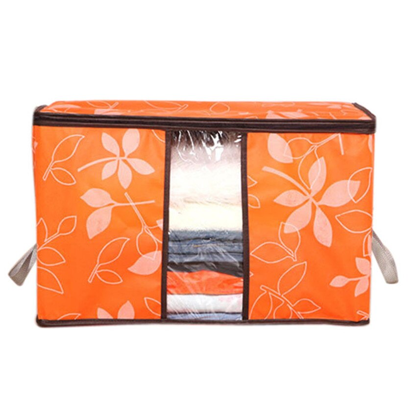 Foldbart tøj arrangør tæppe opbevaring arrangør dynetaske skab arrangør til pude dynetæppe opbevaringspose arrangør: Orange