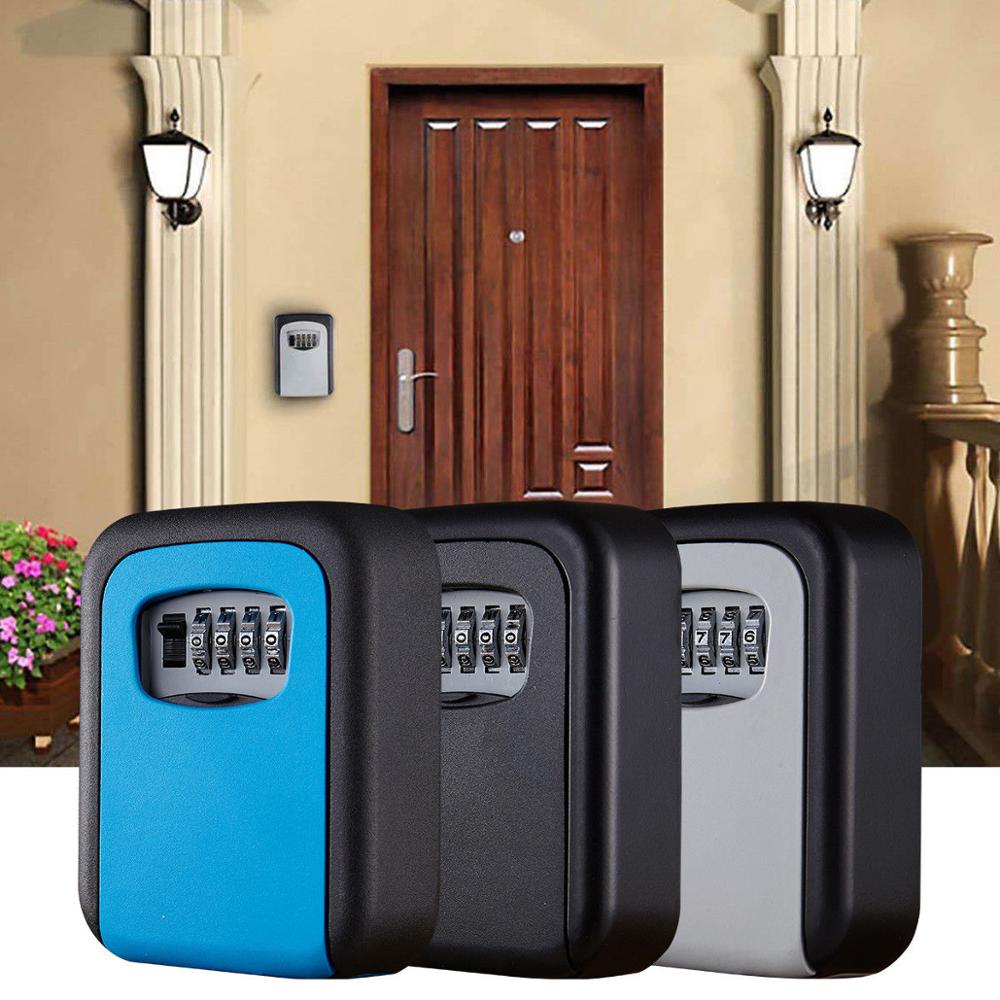 4 Digit Combination Password Safety Key Box Lock Padlock Organizer Wall Mounted
