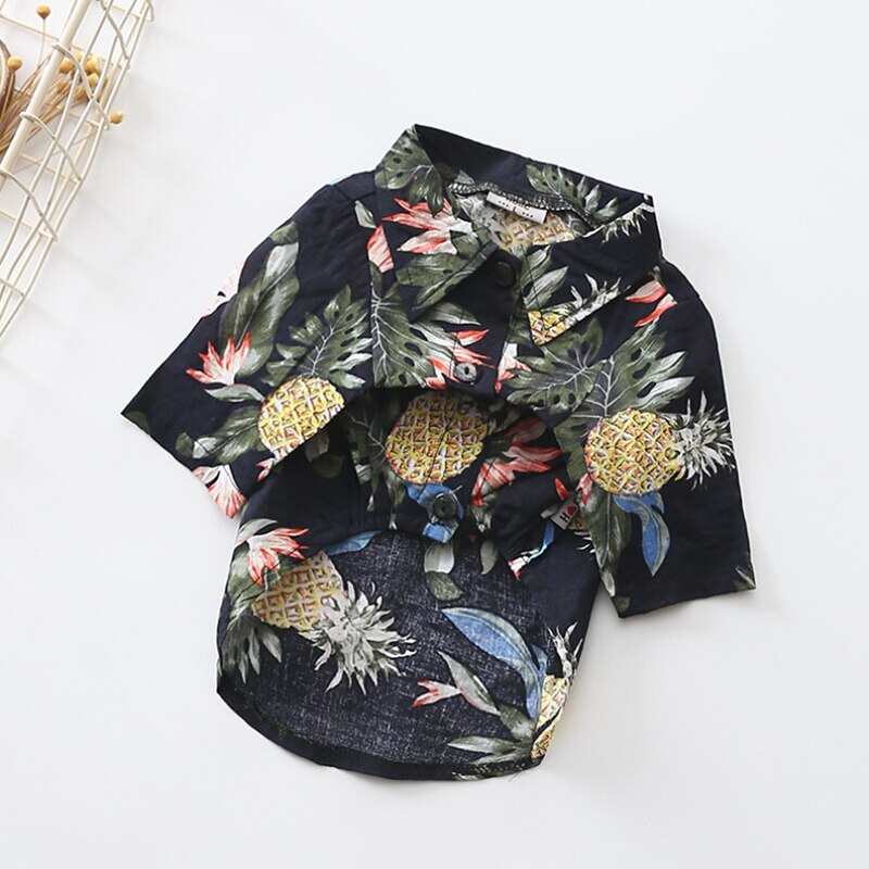 Hundeskjorter bomuld sommer strandvest kortærmet sommer strandvest kortærmet kæledyrstøj hundetop blomstret t-shirt hawaiianske toppe