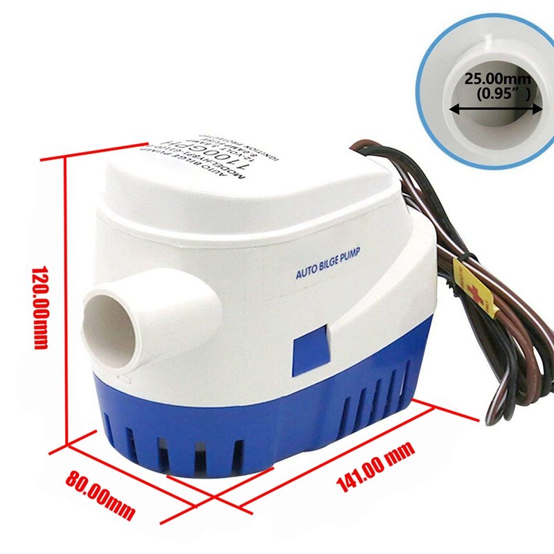 12V Auto Bilge Pump 1100 GPH Automatic Boat Pump for Aquarium Submersible Seaplane Motor Homes Houseboat Boat