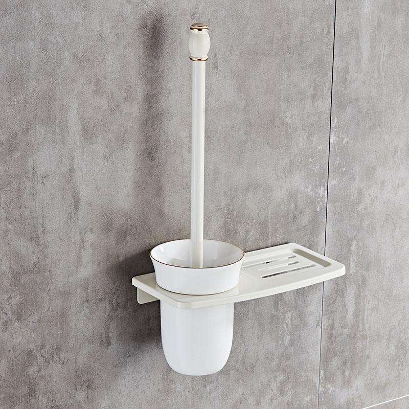 Soportes para escobillas de inodoro, accesorios de baño antiguos, negros y blancos con estantes para el baño