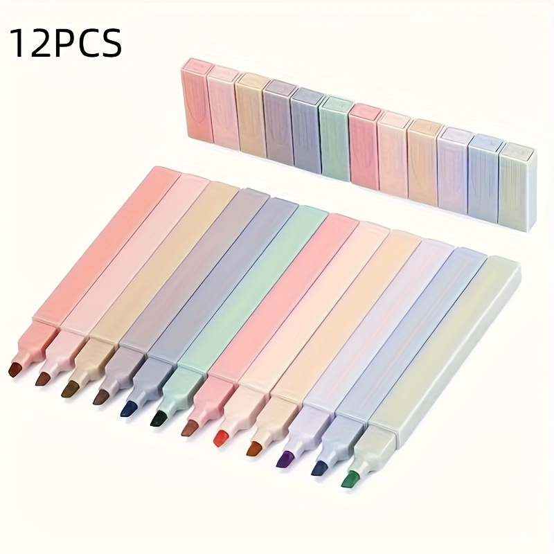 Highlighters Cute Pastel Pens 12 Colors Bible Pens No Bleed With Soft Tip Aesthetics Pens Markers Kawaii Stationary For Students