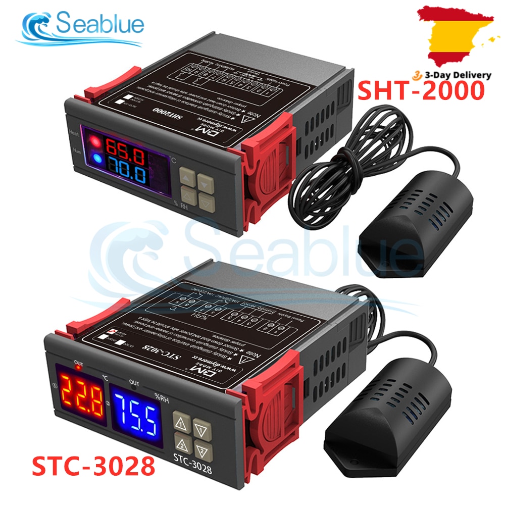 STC-3028 SHT2000 Temperatur Feuchtigkeit Regler Hause Kühlschrank Thermostat Hygrostat Thermometer Hygrometer DC 12V 24V AC 110-220V