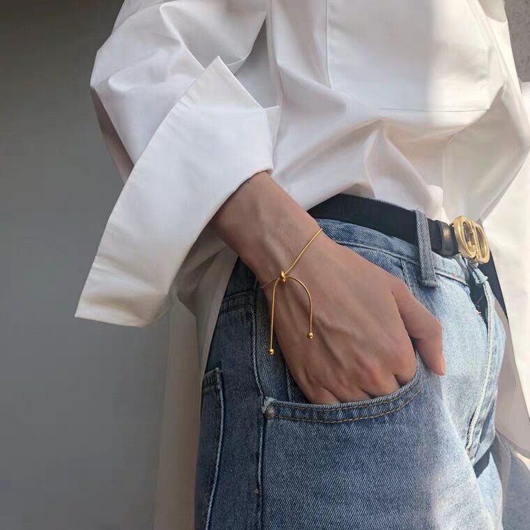 HUANZHI Neue Heiße Gold Perlen Schlange Knochen Halskette Dünne Kette Einstellbare Minimalistischen Halsketten für Frauen Mädchen Schmuck: B  etwa 12CM