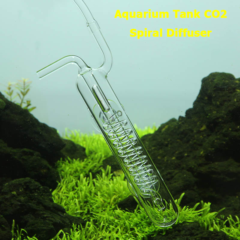 Aquarium Tank CO2 Diffuser Bubble Counter Spiraal Glas Verstuiver Regulator voor Geplant Tank met Zuignap CO2 Apparatuur