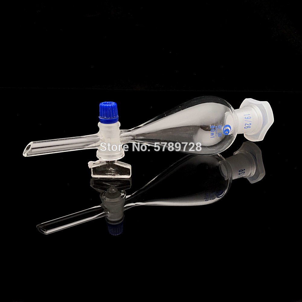 1pcs 60ml to 1000ml Clear Pyriform Separatory Glass Funnel Straight Tube Borosilicate Glass Stopcock Stopper Lab Stationery