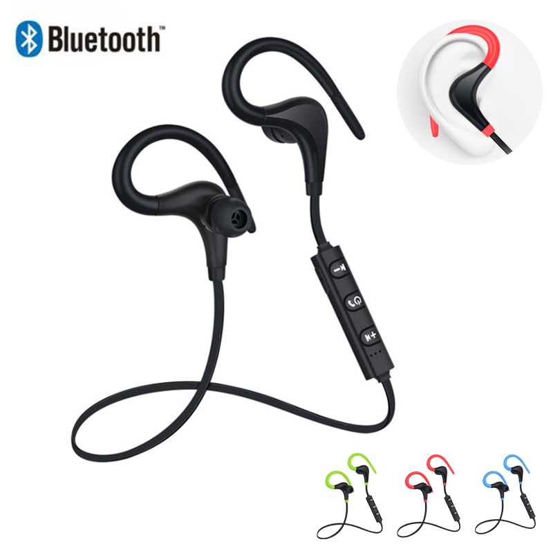 Bluetooth trådløs øretelefon stereo ørekrog sportsstøjreducerende øretelefoner med mikrofonheadset til xiaomi iphone huawei