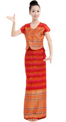 Hmong vêtements à manches courtes Dai thaïlande danse Costumes minorité femmes eau éclaboussement Festival ethnique vêtements chinois Folk: red / L