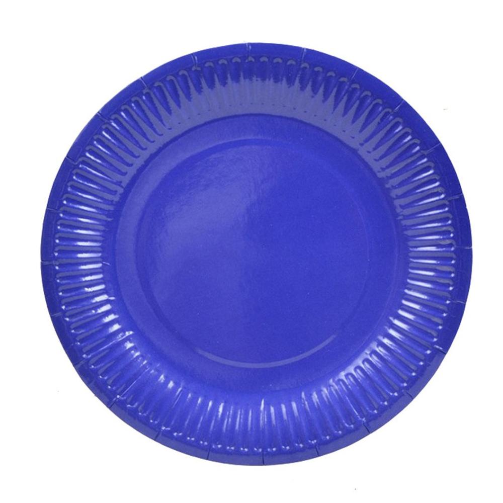 10Pcs Einweg Papier Platten Geburtstag Party Kreis Platte Obst Platte Kuchen Tablett Geschirr Geburtstag Partei Liefert: Tiefes Blau