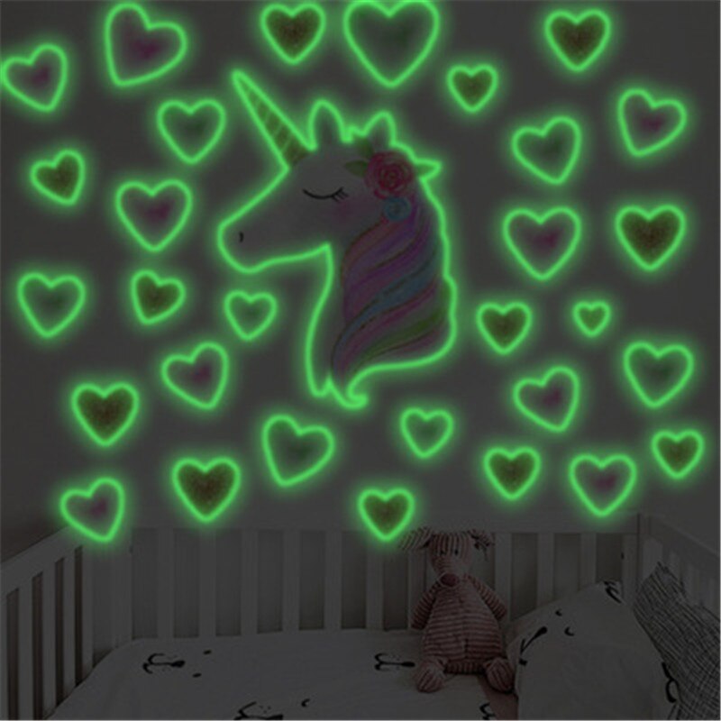 Glow In The Dark Eenhoorn Sterren Muurstickers Baby Slaapkamer Fluorescerende Lichtgevende Eenhoorn Sticker Voor Kinderkamer Plafond Decor: Grijs