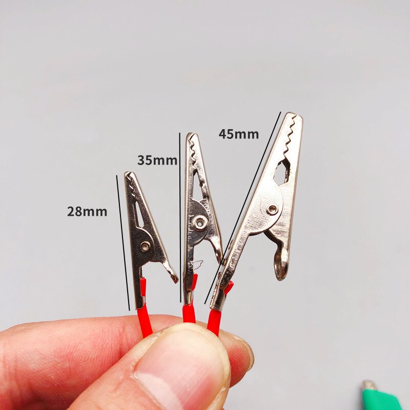 Pinza eléctrica de cocodrilo G98, medidor de sonda de prueba, Metal, 28mm, Negro, Rojo, con arranque de plástico, batería automática para coche, 10 Uds.