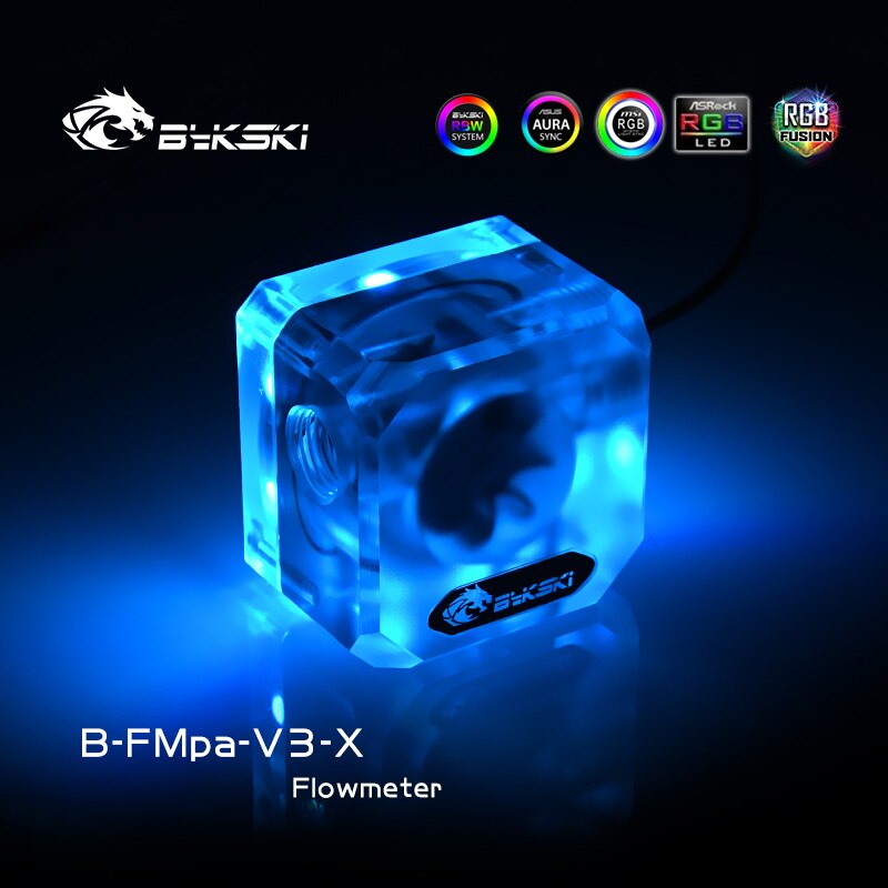 Bykski Frosted Water Flow Meter, Flowing Monitoring For Computer Water Cooling, RGB/ARGB SYNC, B-FMpa-V3-X