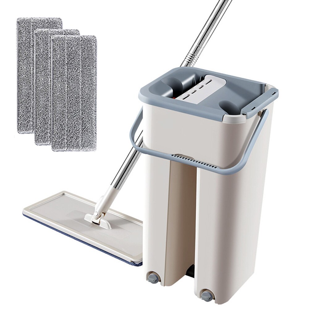 Magic Cleaning Mops Gratis Hand Spin Cleaning Microfiber Mop Met Emmer Platte Squeeze Spray Mop Thuis Keuken Vloer Schoon Gereedschap 5: 3pcs mop cloth