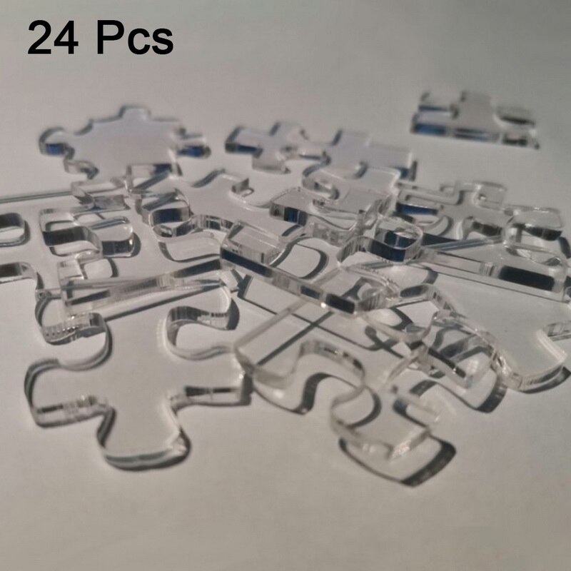 Puzle de cristal transparente para adultos, rompecabezas de acrílico, juguetes geométricos para chico: 24pcs 12cm x7cm