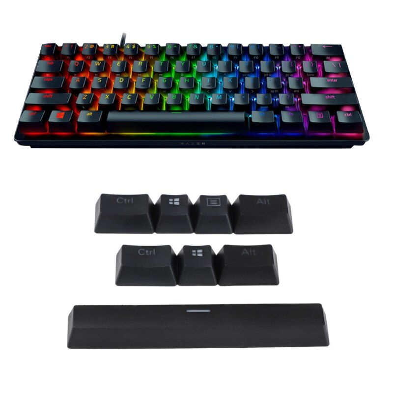 Razer cooler master 8 -tasten-pbt-douhle-shot-shine-through-tastenkappen, untere reihe, sondertasten, schwarz/weiß