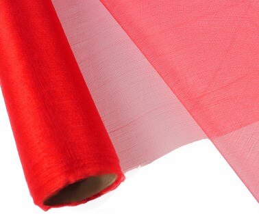 5 meter 500 x 65cm doorschijnende kristallen organza tule rol stof voor bruiloft feest huisdecoratie jaar decoratie doe-het-zelf naaien: Rood