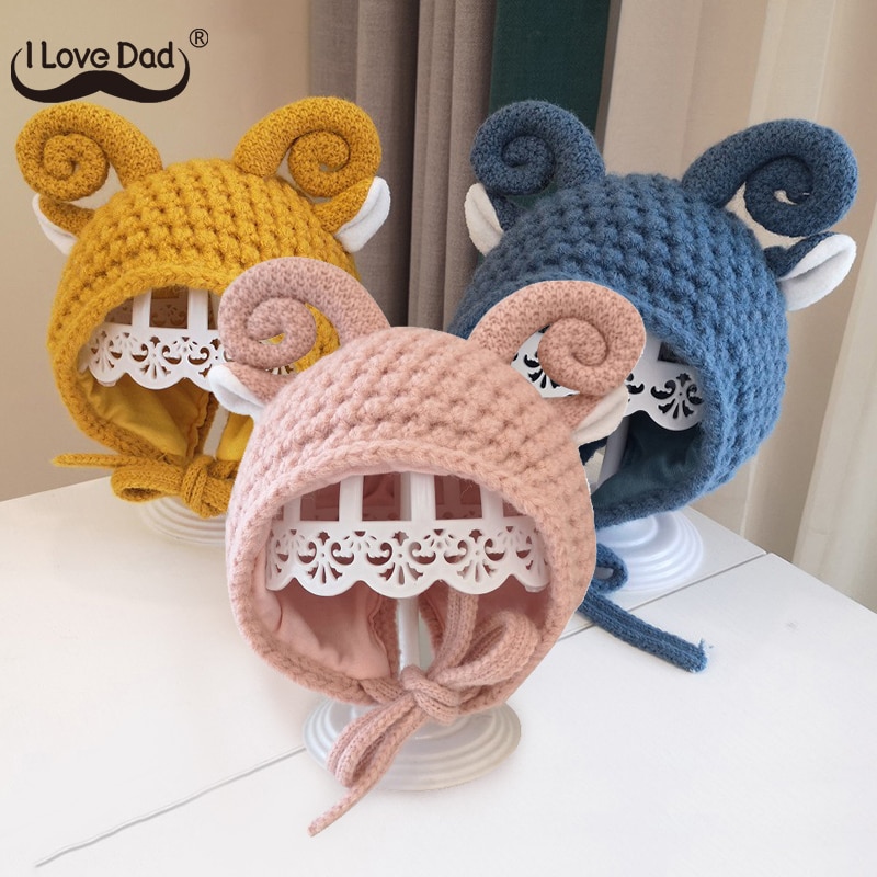 Winter gebreide warme babymuts schattige shofar baby jongen meisje muts oorbescherming mutsen effen kleur kinderen kindermutsen