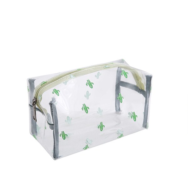 PURDORED 1 pc Trasparente A Strisce Sacchetto Cosmetico Trasparente Donne di Trucco del Sacchetto Dell'organizzatore di Viaggi Kit di Cortesia kosmetyczka Dropshipping: rectangle cactus