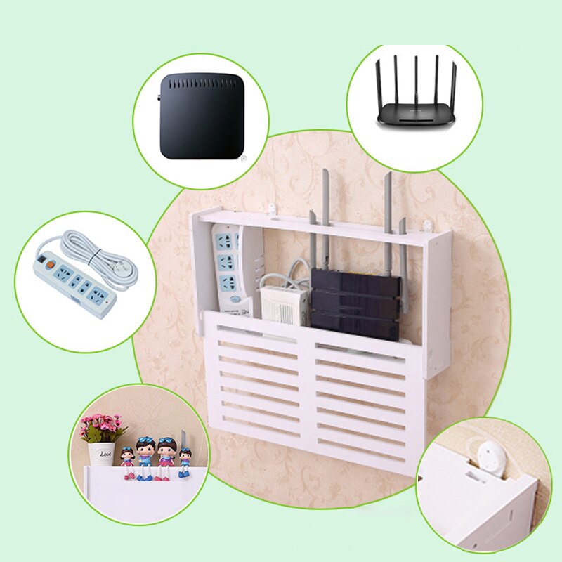 Wifi Router Storage Box Shelf Wall Mount Wood Cable Power Plus Wire Bracket Bracket Cable Organiser Waterproof for homr diy